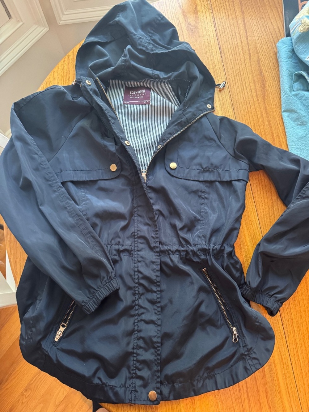 Cavalini Los Angeles Outerwear Navy women's windproof hooded jacket size:PM